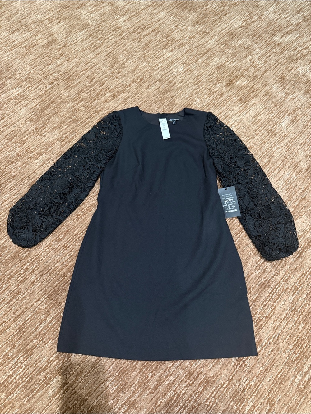 Black Dress with Lace Puff Sleeves